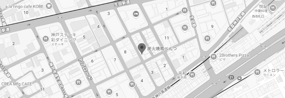 炭火焼鳥べんつ地図